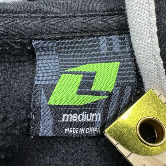 Y2K Monster Energy Racing Hoodie Men’s Medium Black Zip Logo Hooded Sweatshirt - Picture 3 of 12